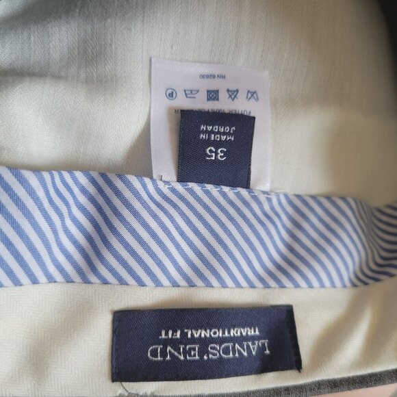 Lands' End Men's Traditional Fit Dress Pants 35x30 Wool Gray - Picture 5 of 6